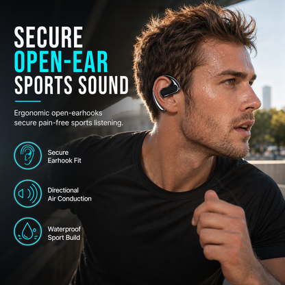 🎧 Écouteurs de sport à oreille ouverte – Écouteurs intra-auriculaires sans fil avec crochet d'oreille pour la course et le fitness