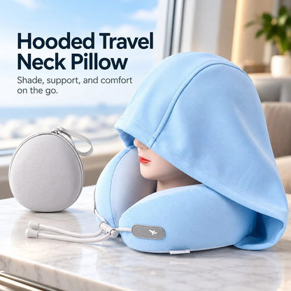 Oreiller de voyage à capuche avec pochette de transport