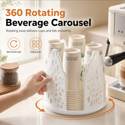 Distributeur rotatif de gobelets en papier jetables, support de rangement de bureau en plastique pour tasses à café et à thé au lait