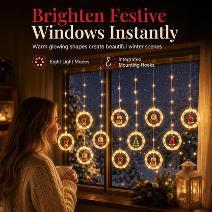🎄PROMO LIMITÉE -50 % ! ⏰Guirlandes lumineuses de Noël pour rideaux – Télécommande & 8 modes d'éclairage pour des fenêtres de fêtes cosy ✨🎁