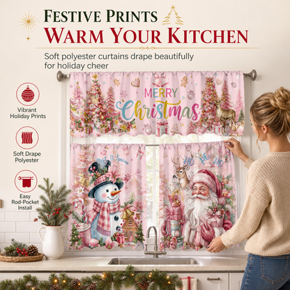 📢📢 -50 % !! ⏰ Ensemble de rideaux de Noël pour la cuisine