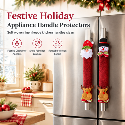Housses de poignées de porte de réfrigérateur en toile de jute pour Noël - Protections pour appareils de cuisine (micro-ondes et réfrigérateur)