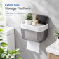 Porte-papier toilette mural sans perçage avec distributeur de mouchoirs et étagère de rangement
