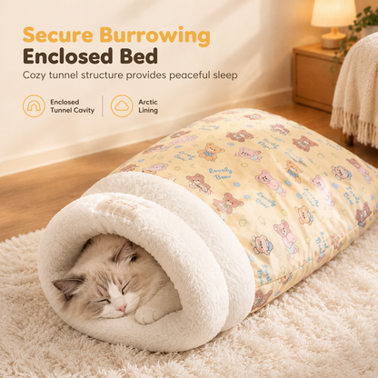 Sac de couchage épais et chaud en peluche pour chat, lit grotte douillet pour animaux de compagnie, idéal pour l'automne et l'hiver