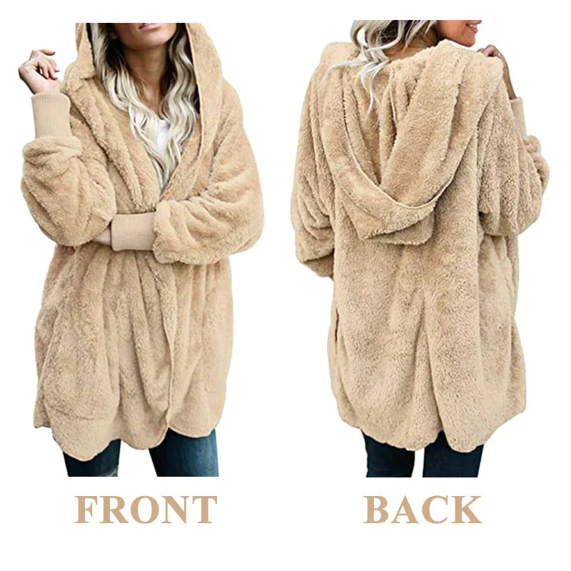 Cardigans d\'hiver en peluche avec poches pour femmes-6