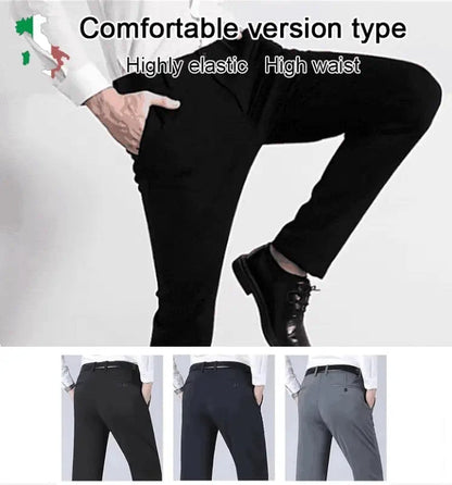 Pantalon de costume en soie glacée élastique et anti-plis