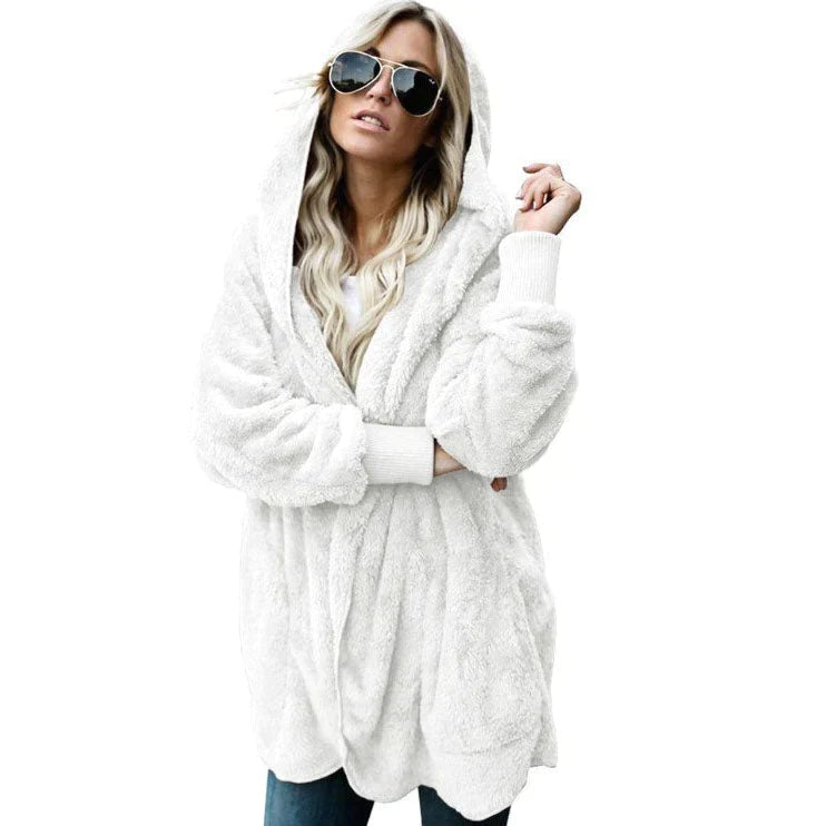 Cardigans d\'hiver en peluche avec poches pour femmes-15