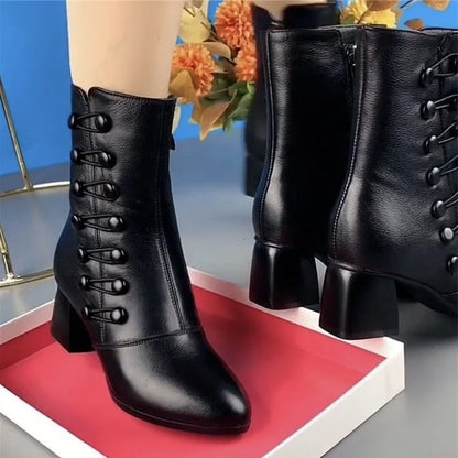 Bottines pour femmes avec boucle latérale chaude en cuir